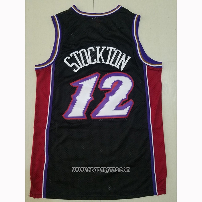 Camiseta Utah Jazz John Stockton #12 Hardwood Classics 1998-99 Negro